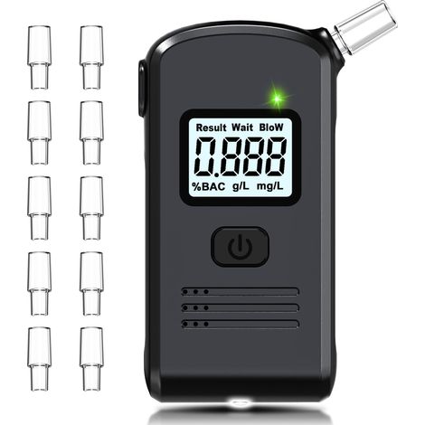 Etilometro elettronico a doppio sensore, tester professionale per alcol con schermo LCD digitale, etilometro elettronico approvato, per uso personale e professionale, con 20 bocchini