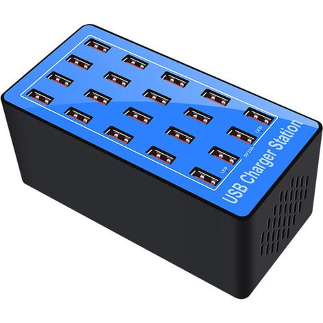 Station de charge multiple , chargeur rapide USB 5 V 20 A 100 W, hub de charge USB à 20 ports avec (1/5)