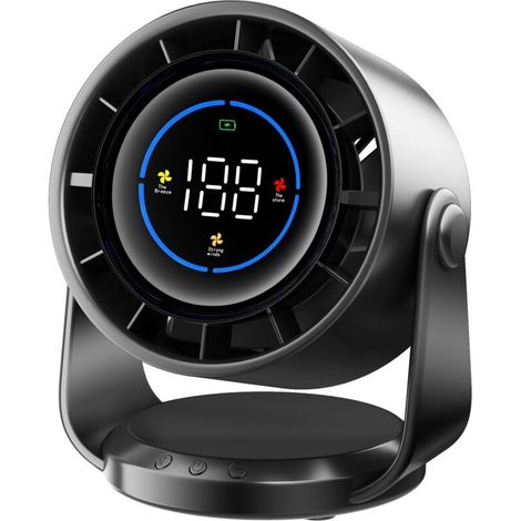 Desk fan, turbine desk fan, digital display, low noise, suitable for home, office and travel, black (1/5)