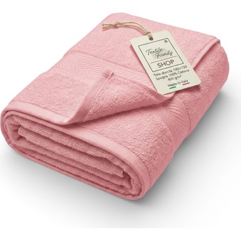 Telo Doccia Rosa Antico 100x150 in Spugna 100% Cotone 450 g/m² Made in Italy (1/5)