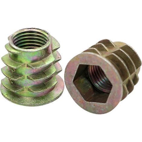 40 écrous à visser filetés en alliage de zinc, connecteurs de fixation à six pans creux pour meubles en bois (pin, contreplaqué, panneaux de fibres).-1.00X1.00X0.60CM (1/2)