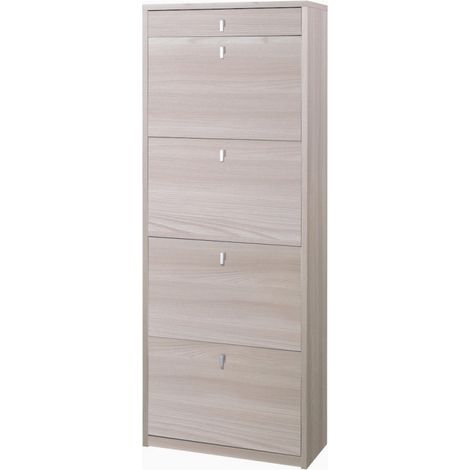 Zapatera con 4 puertas y 1 cajón 63L x 29P x h164 – Acabado Olmo Claro – Sarmog