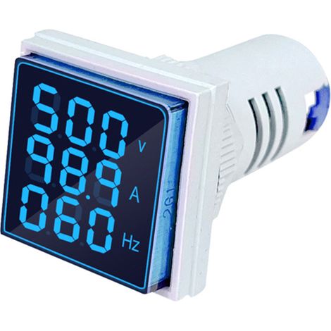 Indicateur 3 en 1 : courant alternatif, tension et fréquence Tête carrée de 22 mm Moniteur LED multifonction Caractéristiques : AC60-500V, 0-100A, 20-75Hz (1/5)