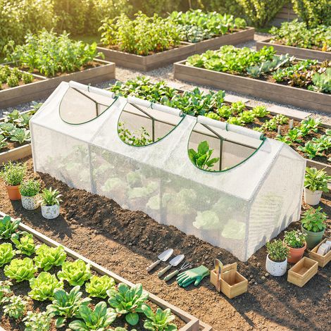 Serre de jardin compacte 3 stores baissants, bâche polyéthylène 140 g/m², 180x60x60 cm blanc (1/5)