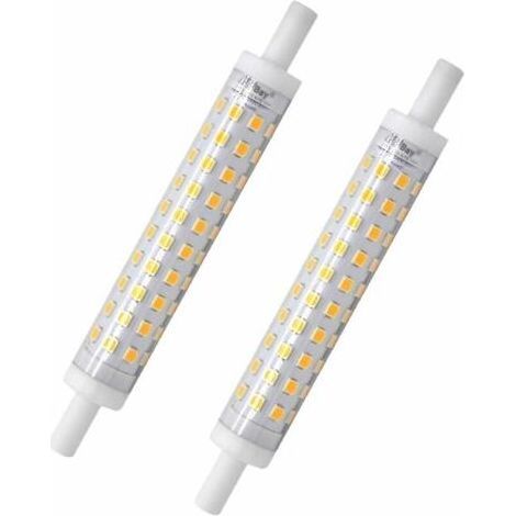 Lot de 2 ampoules LED R7s - 118 mm - Blanc chaud - 3000 K - Ampoule J118 - 10 W - Remplace une ampoule halogène de 80 W - Pas de scintillement - 230 V CA - 800 lm - 360 ° [Classe énergétique A++]-Chro (1/4)