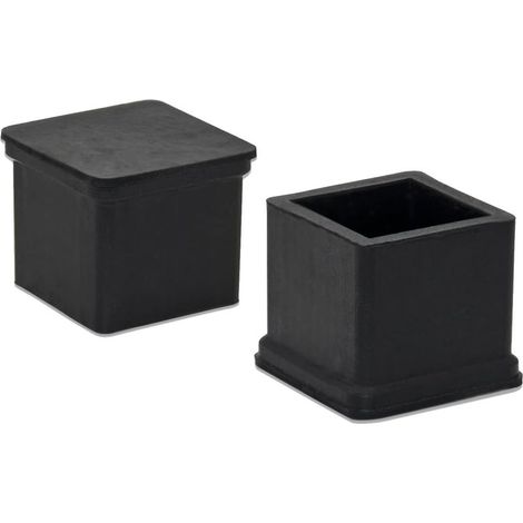20 Pièces 20 x 20mm Capuchons de Pieds de Chaise en carrés, Capuchons protecteurs antidérapants, Protecteurs de Sol, Chaussettes de Chaise durables, Pieds de Meubles Planeurs Noirs (1/5)
