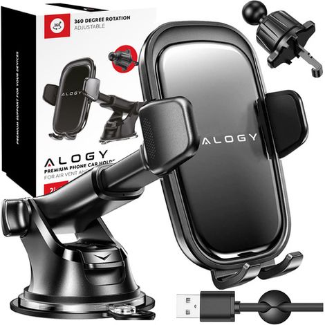 Support Téléphone Voiture - Montage 3 En 1 - Organisateur De Câble - Ventouse Pour Téléphone (1/5)