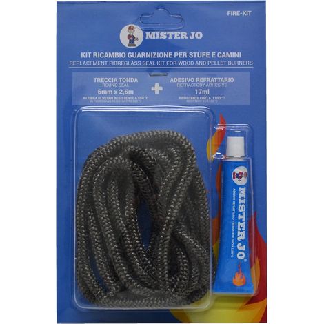 GUARNIZIONE STUFA A LEGNA MM 6 X 1.,5 MT + SILICONE ALTA TEMPERATURA FER 343114 (1/2)