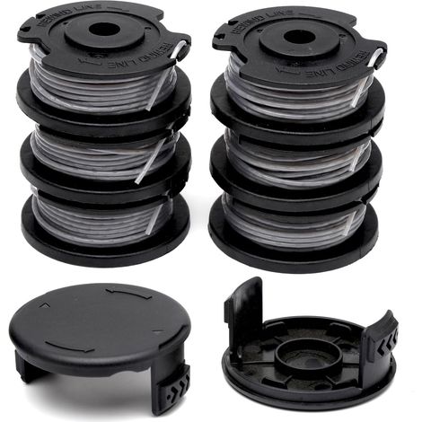 Lot de 6 Bobines fil nylon 1,65 mm, 2 Couvercles ABS, pour débroussailleuse Bosch sans fil