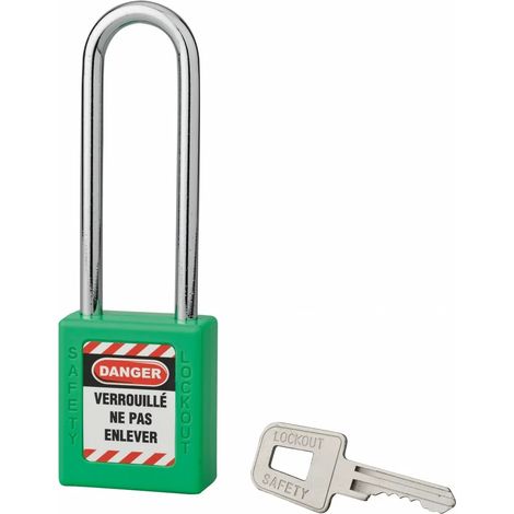 Cadenas de consignation LOTO Lockout Tagout 40 mm anse acier Ø 6 x 76 mm vert