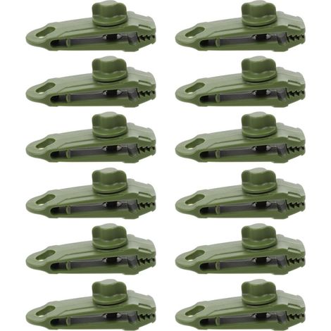 12 Pièces Pinces pour Bâche de Camping en Nylon Vert, Légères et Faciles à Retirer, Clips Robustes pour Fixer Tente et Auvent Lors de Camping en Extérieur (1/5)