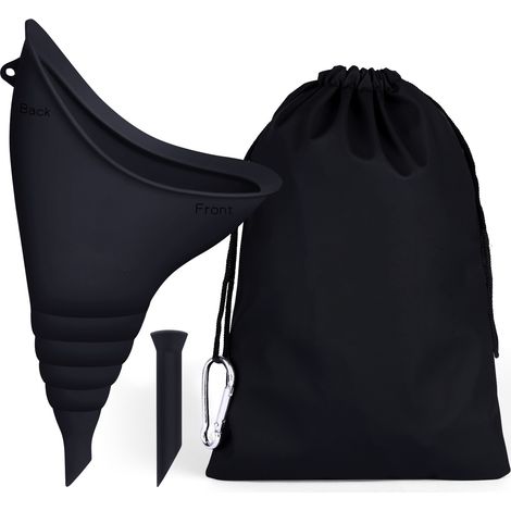 Entonnoir urinaire féminin, urinoir pliable et réutilisable en silicone pour uriner debout, urinoir portable pour les voyages, la randonnée et le camping (noir) (1/5)