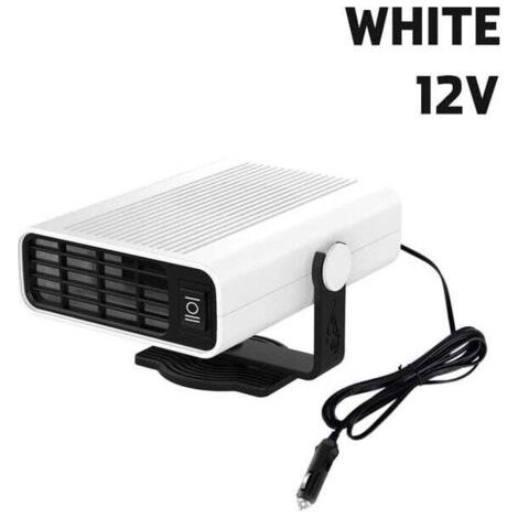 Chauffage de voiture 12V Portable 360 degrés réglable ventilateur de chauffage électrique purificateur d'air pare-brise anti-buée dégivreur, Blanc