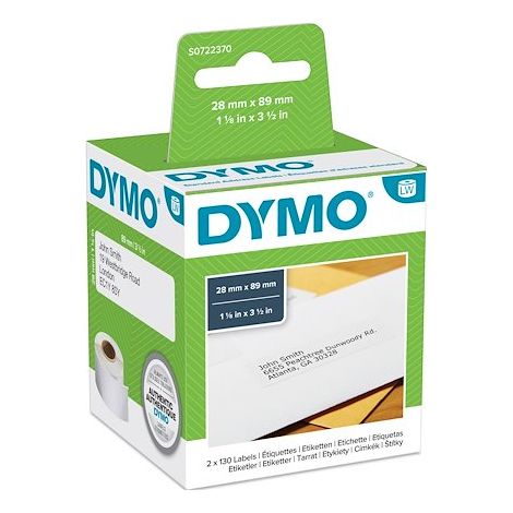 Pack 12 rouleaux d'étiquettes d'adresse 28 mm x 89 mm Dymo