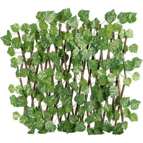 Clôture artificielle télescopique avec fausses fleurs et feuilles vertes, idéale pour le jardin extérieur. Dimensions : 40 x 20 cm. Protection contre la pousse des plantes. (1/5)