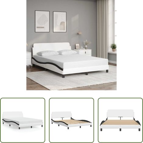 Kunstlederbett - Bettgestell "Dover" Weiß und Schwarz 120x200 cm Kunstleder (1/5)