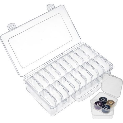 21 Boite Rangement Plastique avec Couvercles à Rabat, 20 Petite Boîtes de Rangement Transparentes et 1 Grande Boîte Rangement pour Rangement des Travaux Manuels,Outils de Couture,Petits Objets (1/5)