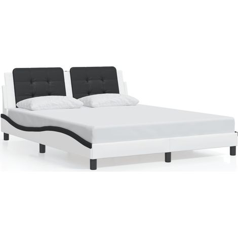 Lit double,Lit adulte,Cadre de lit sans matelas Zadar blanc et noir 160x200 cm similicuir CFW5806098 (1/5)