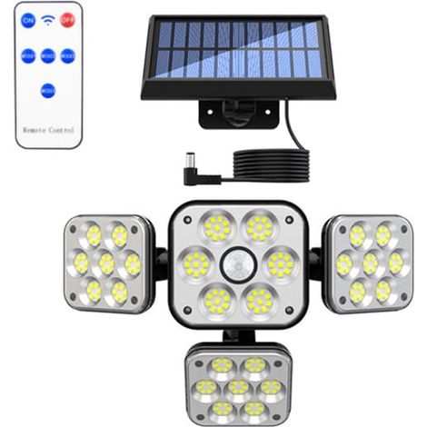 Applique murale solaire extérieure avec détecteur de présence, contrôle intelligent de la lumière, éclairage de jardin extérieur TY05138, 180 LED, avec télécommande