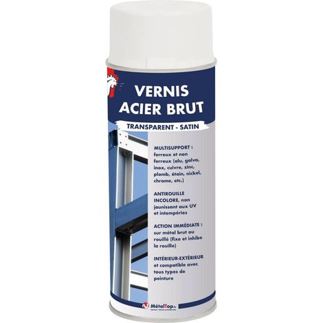 Vernis Acier Brut - 0.4 L - Bombe 400 mL - Incolore - Metaltop