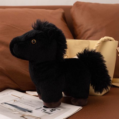 Cheval En Peluche - Pendentif En Velours Noir - 12 Cm - Pour Décoration Anniversaire Ou Célébration Du Nouvel An Chinois - 1 Pièce (1/5)