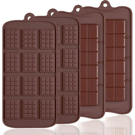 moules à chocolat en silicone, 12 compartiments + 24 compartiments, biodégradables, revêtement antiadhésif, plaque de cuisson pour bonbons, barres protéinées et barres énergétiques (1/5)