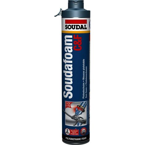Soudal Soudafoam Click & Fix 750 ml – Mousse PU expansive pistolable pour isolation et remplissage