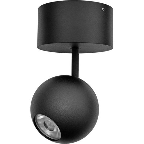Faretto LED da Soffitto Bora Surface 8,5W 36º 2700K Nero Opaco, Faro Sferico Orientabile Alta Resa Cromatica - Beneito & Faure