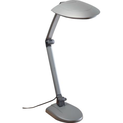 Lámpara de escritorio con base de plástico negro / antracita y abrazadera de mesa con lámpara de bajo consumo