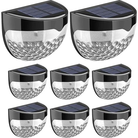 Éclairage de jardin - 8 lampes d'extérieur - Veilleuses étanches pour allées, patios, terrasses, clôtures - Lampes de sécurité solaires avec détecteur crépusculaire - Éclairage extérieur