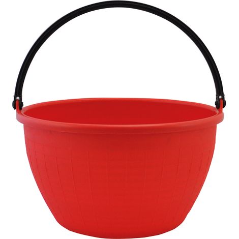 Cesto agricolo 20 lt in polietilene con manico oscillante in plastica rosso secchio per raccolta uva pomodori