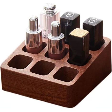 BelleRise - Boîte de rangement en bois pour rouges à lèvres, présentoir multifonctionnel pour accessoires cosmétiques (1/5)
