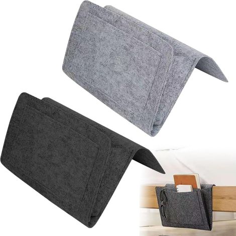 Set of 2 Hanging Felt Storage Organiser with Multi-Pockets, Book Pouch and Remote Control Door for Sofa Armrest, Non-Slip Storage (1/5)