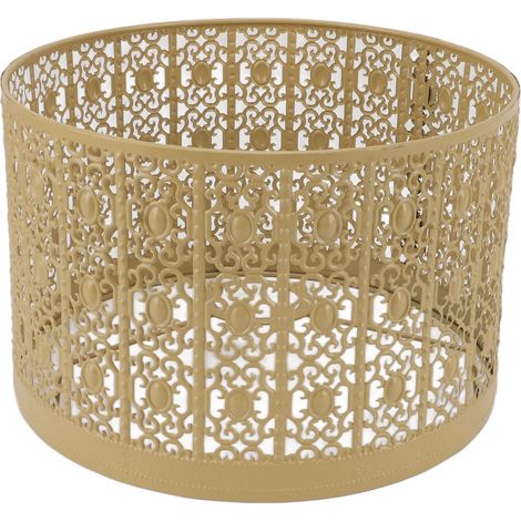 Abat-jour en métal ajouré E27 E14, Installation facile, couverture Durable pour Table, chambre à coucher, salon, maison, jaune
