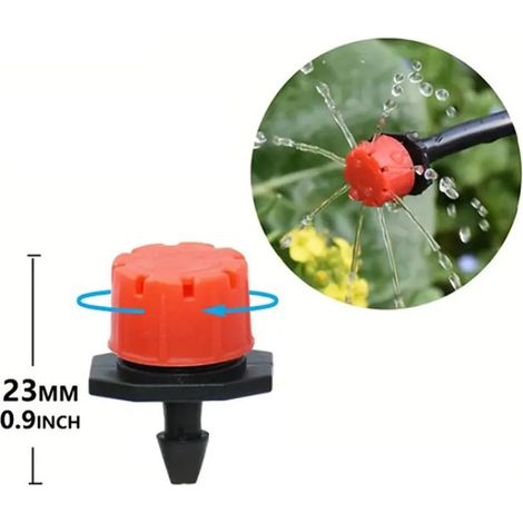 120 pièces Goutteurs réglables tuyau Ø 19.9 mm Plastique réglable Goutteurs Brumisateur arroseur Bricolage pour Goutte a Goutte Micro Drip Irrigation (1/5)