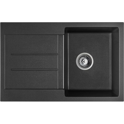 Évier Cuisine 1 Bac avec Égouttoir en Acier Inox Nano, Évier Noir avec Plan de Travail Intégré, Évier Multifonction 78x50 cm avec Système de Drainage Complet et Anti-Bruit (1/5)
