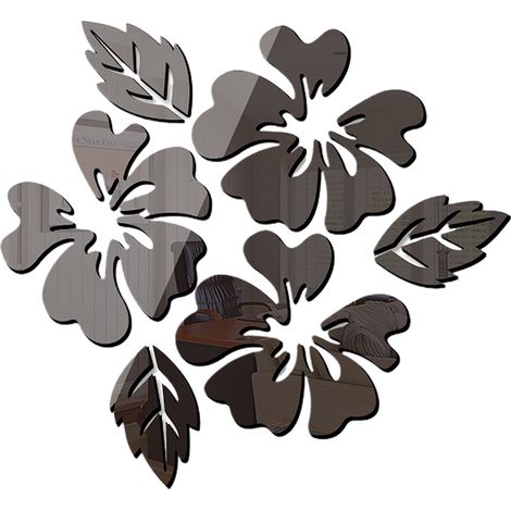 Sticker mural miroir feuille pour salon ou chambre - Décoration murale