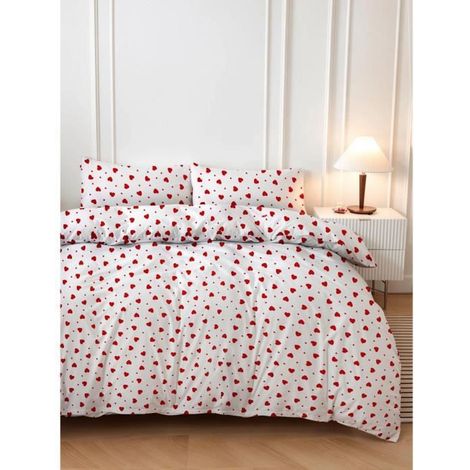 Bettwäsche - 1 Bettdeckenbezug 220 x 240 cm + 2 Kissenbezüge 60 x 60 cm - 50% Baumwolle, 50% Polyester - Rot