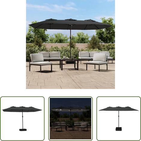 Parasol LED -  Parasol de jardin à double tête avec LED anthracite 449x265 cm (1/5)