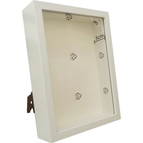 Cadre à ombres, profondeur 3 cm, vitrine en bois, Cadre blanc (1/2)