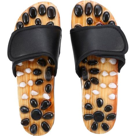 Pantoufles de massage des pieds pour réflexologie, naturopathie et acupuncture (Noir 39) (1/5)