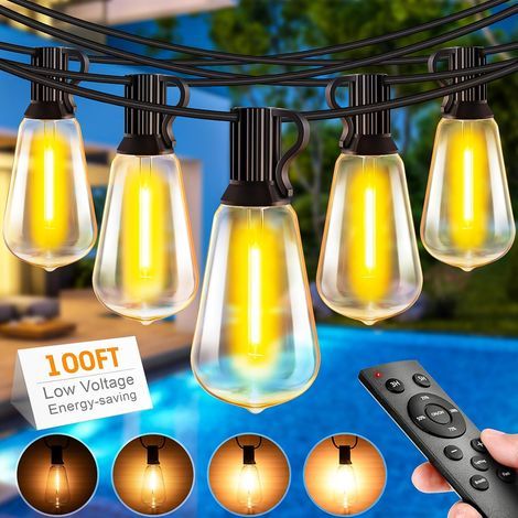 Light-Brightly 30 m Lichterkette für den Außenbereich, Terrassenbeleuchtung mit Fernbedienung, dimmbare LED-Lampen, ideal für Balkon, Garten, Hochzeiten und Partys. (1/5)