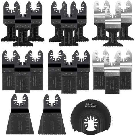 SABIR Lame de Scie Oscillante, 21PCS Mixte Outil Multi-Usage Kit, avec Accessoires de Universel Outil Multifonction Oscillant à Libération Rapide pour Coupe General Multi-Tool (Noir) (1/5)