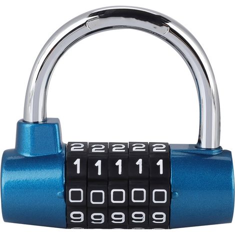 Cadenas à Code à 5 chiffres, combinaison de porte de valise en forme de U, bleu (1/5)