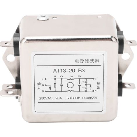Filtre EMI antiparasite 20A AC250V, compact antioxydation, câblage facile, interférence électromagnétique réduite (1/5)