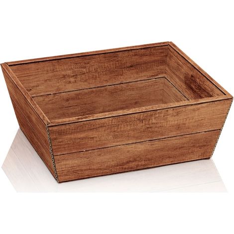 500 x Präsentkorb Geschenkkorb 195x145x100 mm Holzoptik Braun (1/4)