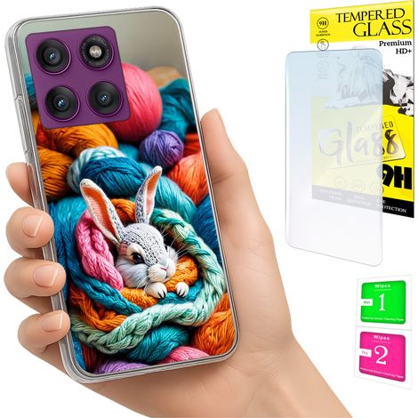 Coque pour Motorola Edge 60 Pro - Coque arrière lapin avec photo et verre trempé 9H (1/5)