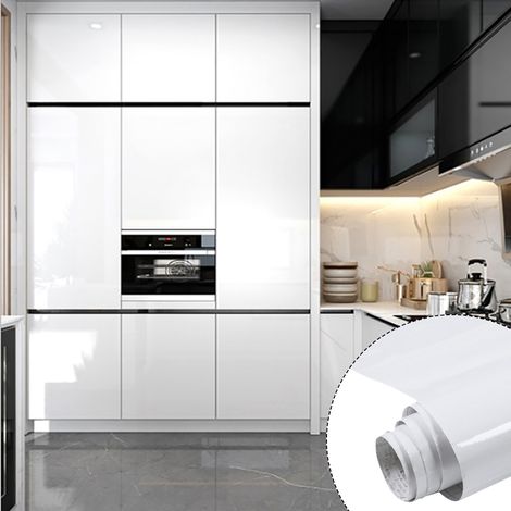 Roll of 1M Glossy Self-Adhesive Plain White Wallpaper (1/5)