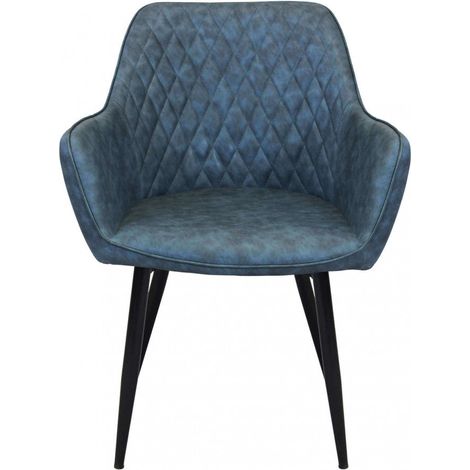 Sedia poltrona da interno con struttura in metallo e seduta larga imbottita rivestita in ecopelle Chair XL - Blue (1/5)