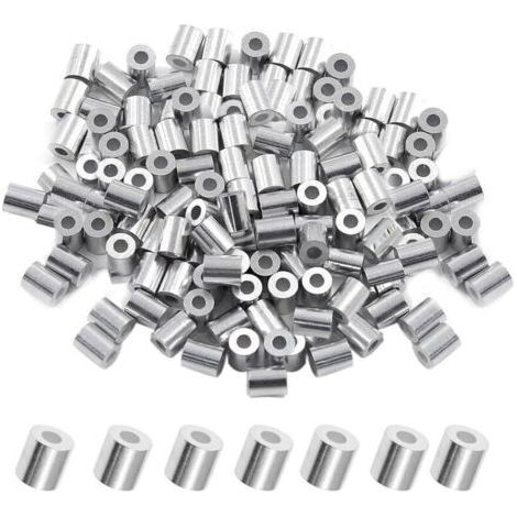 Lot de 200 manchons d'arrêt ronds pour câble en aluminium de diamètre M2,5 (2,5 mm). (1/4)